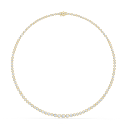 Round Cut Lab Grown Diamond Bezel Set Rose Gold Tennis Necklace - HIGHCARAT DIAMONDS