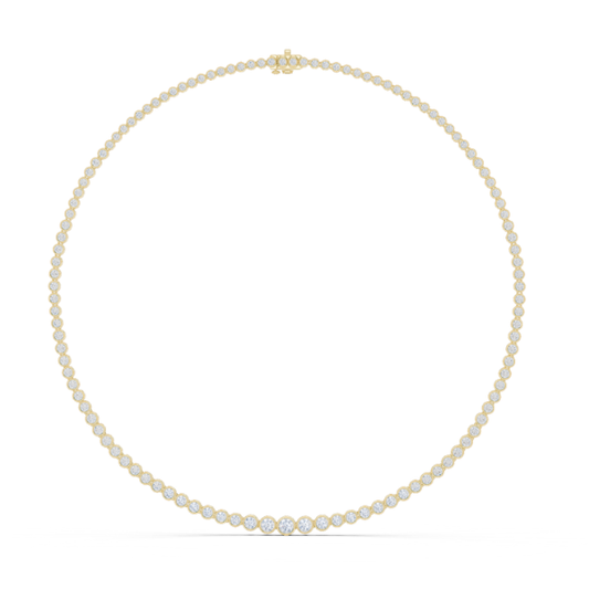 Round Cut Lab Grown Diamond Bezel Set Rose Gold Tennis Necklace - HIGHCARAT DIAMONDS