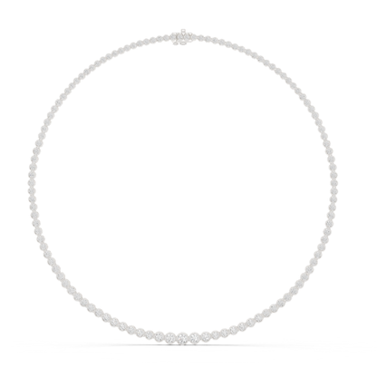 Round Cut Lab Grown Diamond Bezel Set Rose Gold Tennis Necklace - HIGHCARAT DIAMONDS