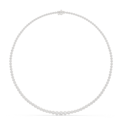 Round Cut Lab Grown Diamond Bezel Set Rose Gold Tennis Necklace - HIGHCARAT DIAMONDS
