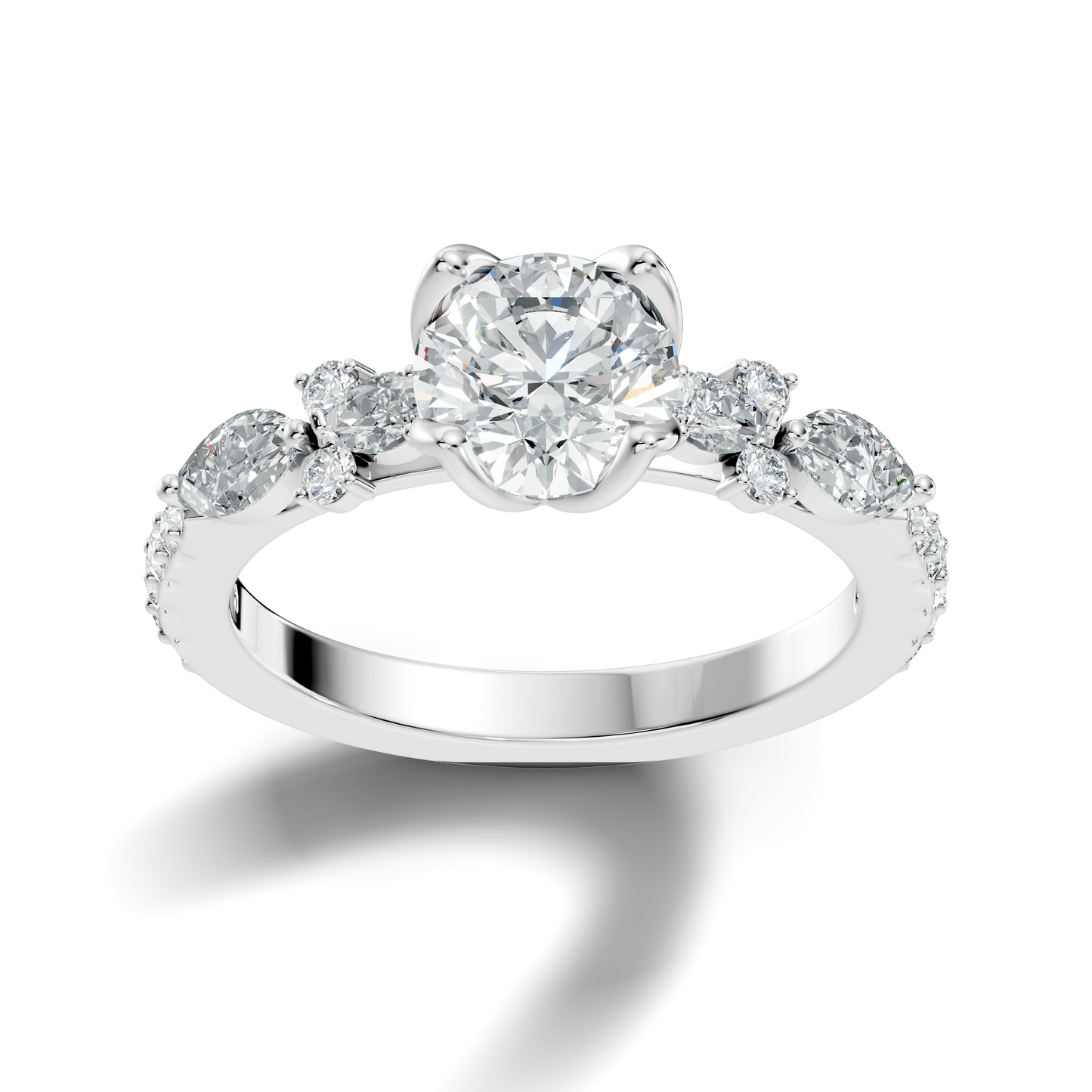 1.66CT Round, Marquise and Pear Cut Top Grade Diamond Minimalist Dainty Stunning Party Wear Ring - HIGHCARAT DIAMONDS