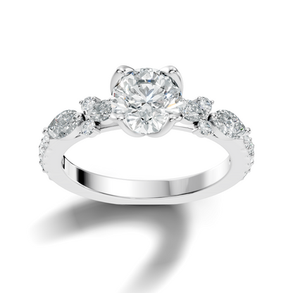 1.66CT Round, Marquise and Pear Cut Top Grade Diamond Minimalist Dainty Stunning Party Wear Ring - HIGHCARAT DIAMONDS