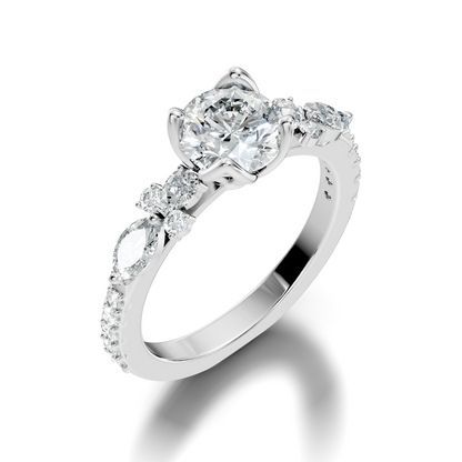 1.66CT Round, Marquise and Pear Cut Top Grade Diamond Minimalist Dainty Stunning Party Wear Ring - HIGHCARAT DIAMONDS