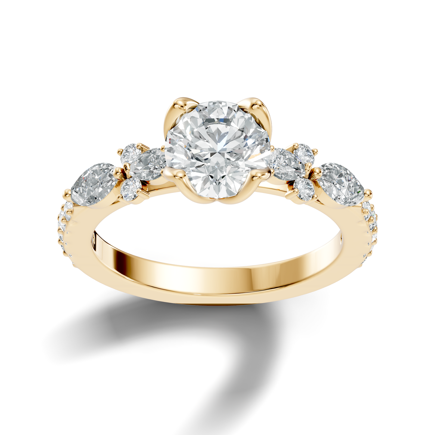 1.66CT Round, Marquise and Pear Cut Top Grade Diamond Minimalist Dainty Stunning Party Wear Ring - HIGHCARAT DIAMONDS