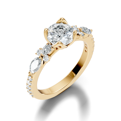1.66CT Round, Marquise and Pear Cut Top Grade Diamond Minimalist Dainty Stunning Party Wear Ring - HIGHCARAT DIAMONDS