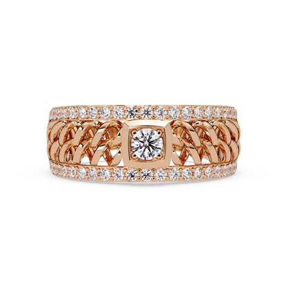 Round Cut Lab Grown Diamond Chain Link Open Weave Diamond Band - HIGHCARAT DIAMONDS