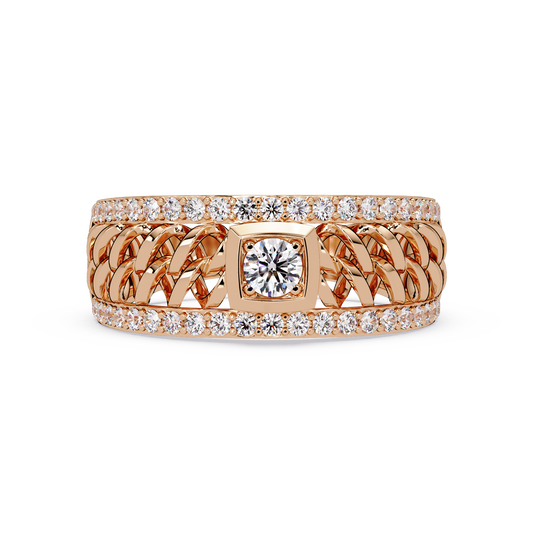 Round Cut Lab Grown Diamond Chain Link Open Weave Diamond Band - HIGHCARAT DIAMONDS