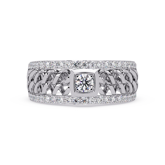 Round Cut Lab Grown Diamond Chain Link Open Weave Diamond Band - HIGHCARAT DIAMONDS