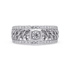 Round Cut Lab Grown Diamond Chain Link Open Weave Diamond Band - HIGHCARAT DIAMONDS