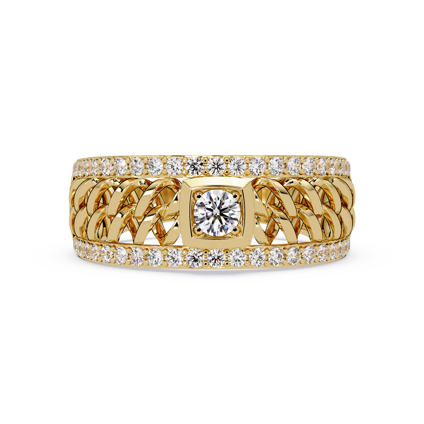 Round Cut Lab Grown Diamond Chain Link Open Weave Diamond Band - HIGHCARAT DIAMONDS