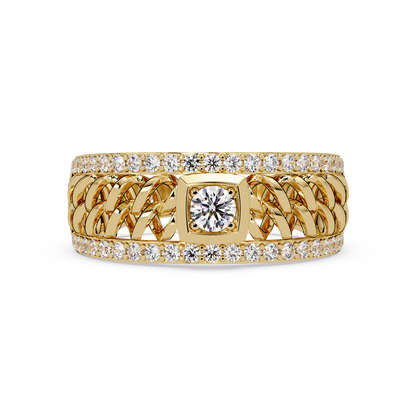 Round Cut Lab Grown Diamond Chain Link Open Weave Diamond Band - HIGHCARAT DIAMONDS
