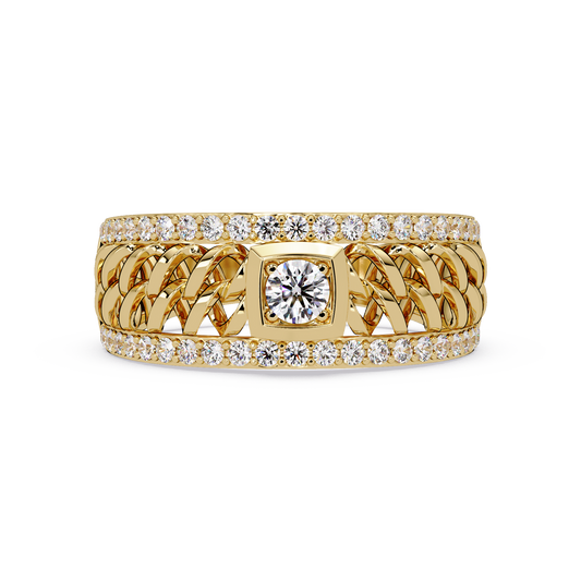 Round Cut Lab Grown Diamond Chain Link Open Weave Diamond Band - HIGHCARAT DIAMONDS