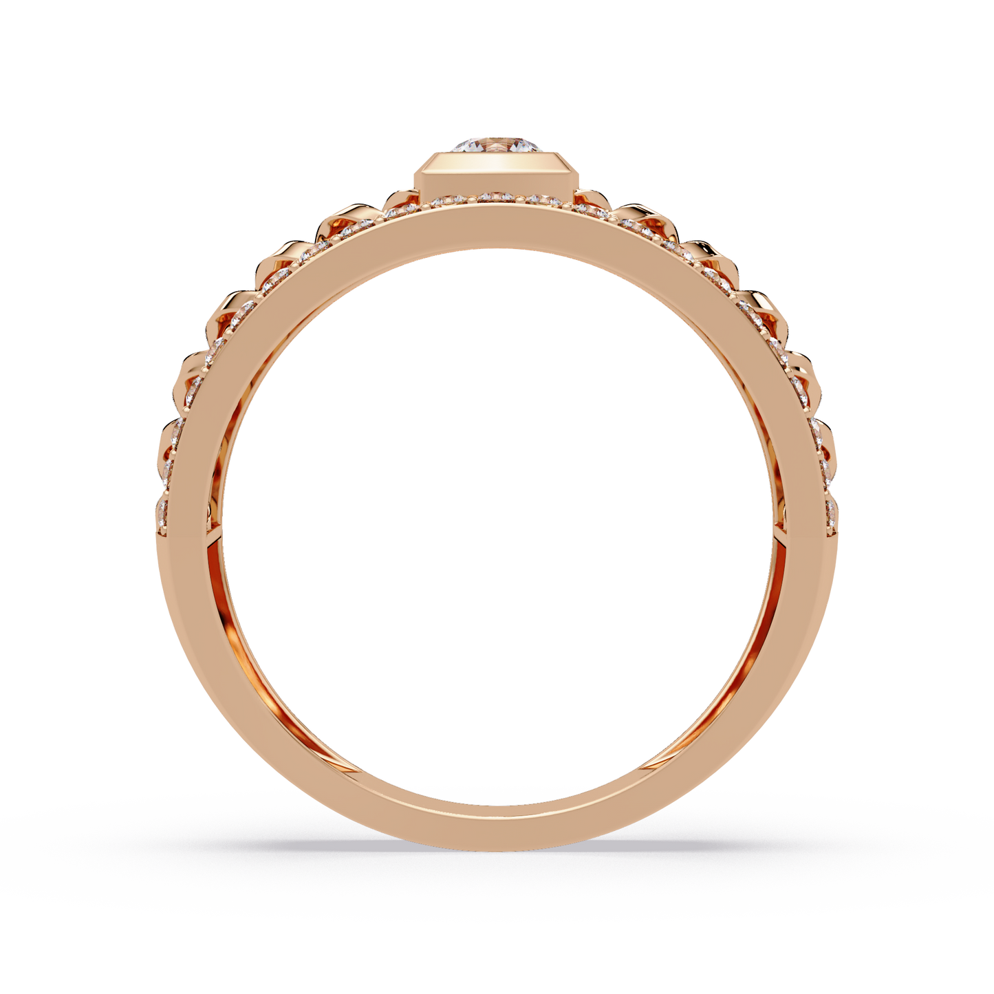 Round Cut Lab Grown Diamond Chain Link Open Weave Diamond Band - HIGHCARAT DIAMONDS