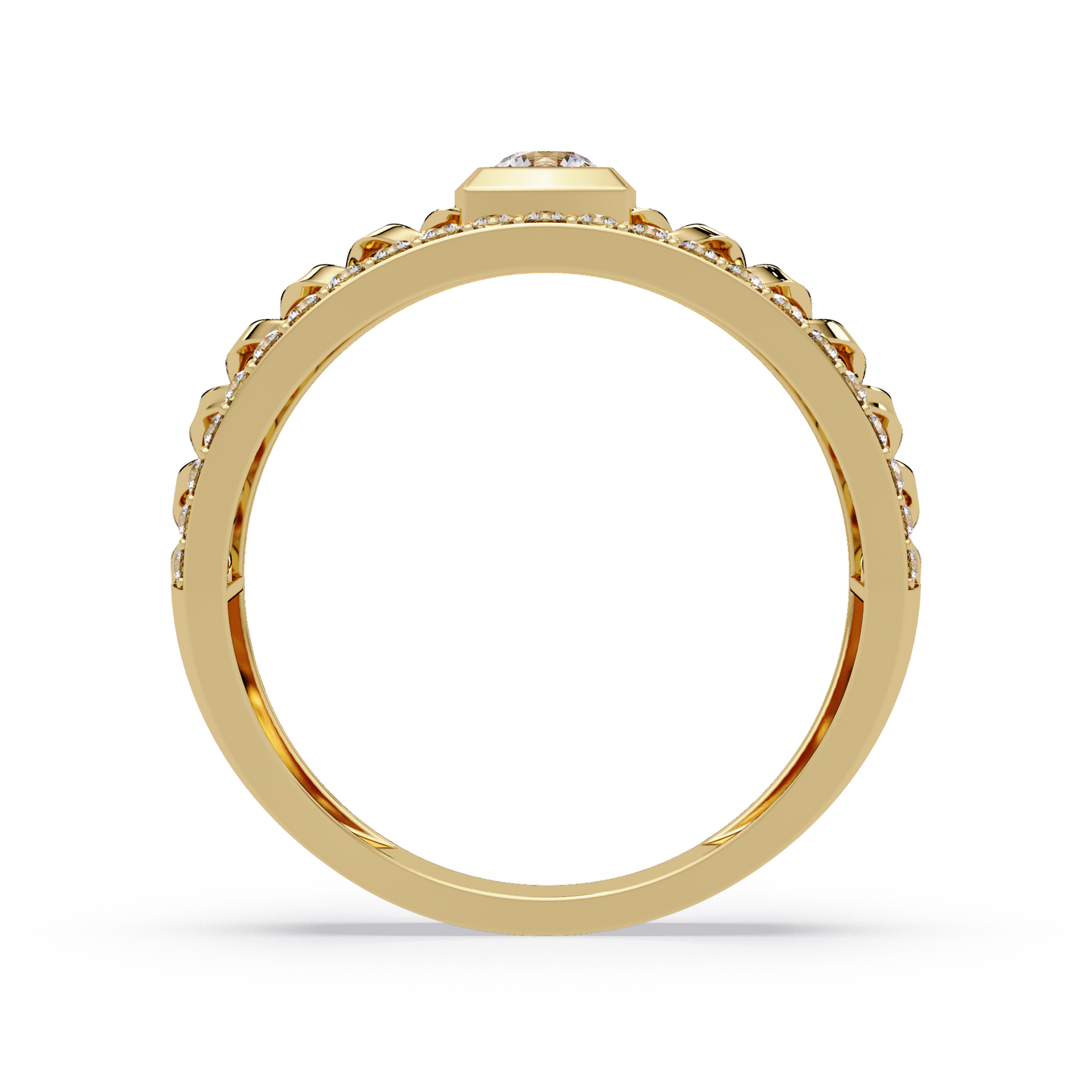 Round Cut Lab Grown Diamond Chain Link Open Weave Diamond Band - HIGHCARAT DIAMONDS