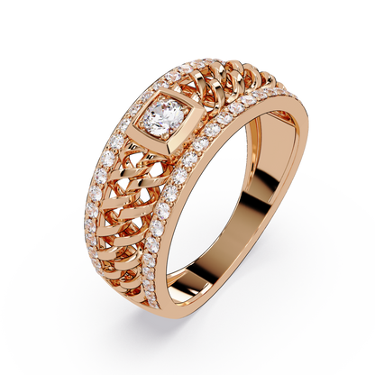 Round Cut Lab Grown Diamond Chain Link Open Weave Diamond Band - HIGHCARAT DIAMONDS