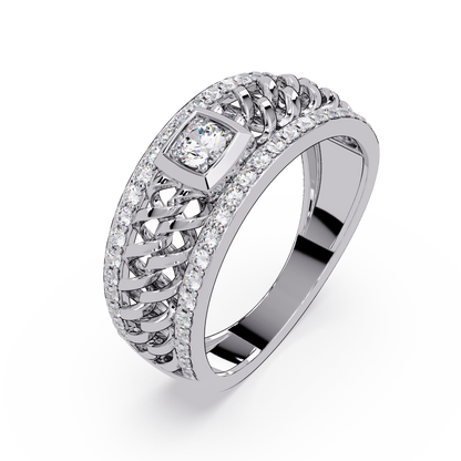 Round Cut Lab Grown Diamond Chain Link Open Weave Diamond Band - HIGHCARAT DIAMONDS
