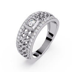 Round Cut Lab Grown Diamond Chain Link Open Weave Diamond Band - HIGHCARAT DIAMONDS