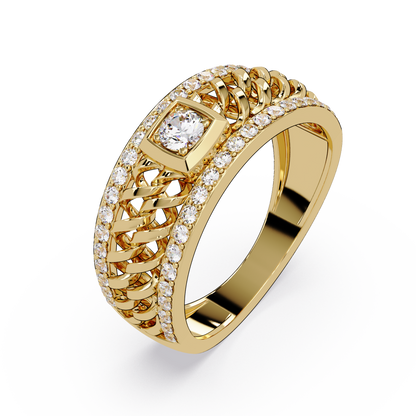 Round Cut Lab Grown Diamond Chain Link Open Weave Diamond Band - HIGHCARAT DIAMONDS