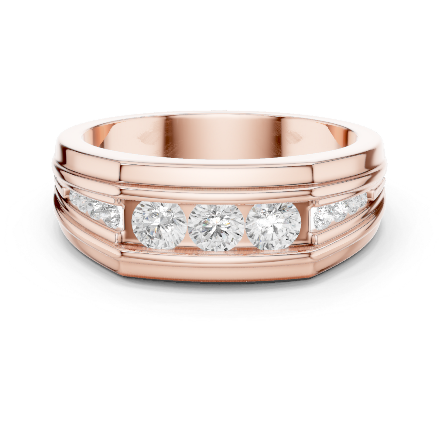 Round Shape Natural & Lab Grown 18k Solid White Gold Classic Style Diamond  Ring For Men - HIGHCARAT DIAMONDS