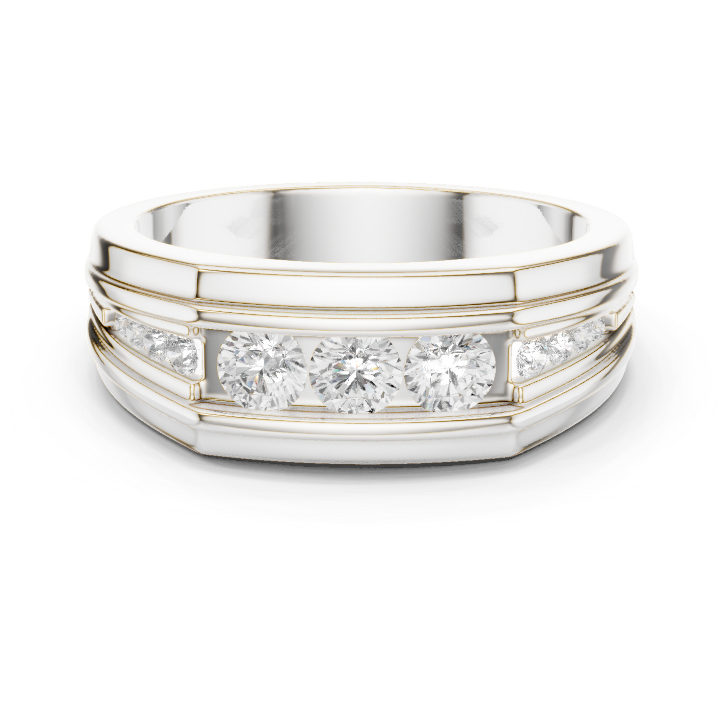 Round Shape Natural & Lab Grown 18k Solid White Gold Classic Style Diamond  Ring For Men - HIGHCARAT DIAMONDS