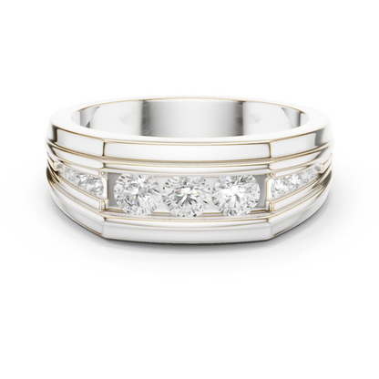 Round Shape Natural & Lab Grown 18k Solid White Gold Classic Style Diamond  Ring For Men - HIGHCARAT DIAMONDS