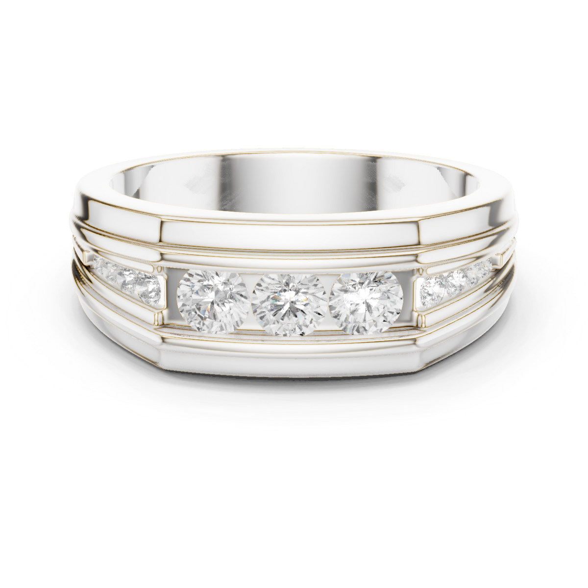 Round Shape Natural & Lab Grown 18k Solid White Gold Classic Style Diamond  Ring For Men - HIGHCARAT DIAMONDS