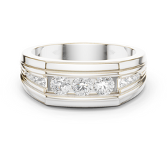 Round Shape Natural & Lab Grown 18k Solid White Gold Classic Style Diamond  Ring For Men - HIGHCARAT DIAMONDS