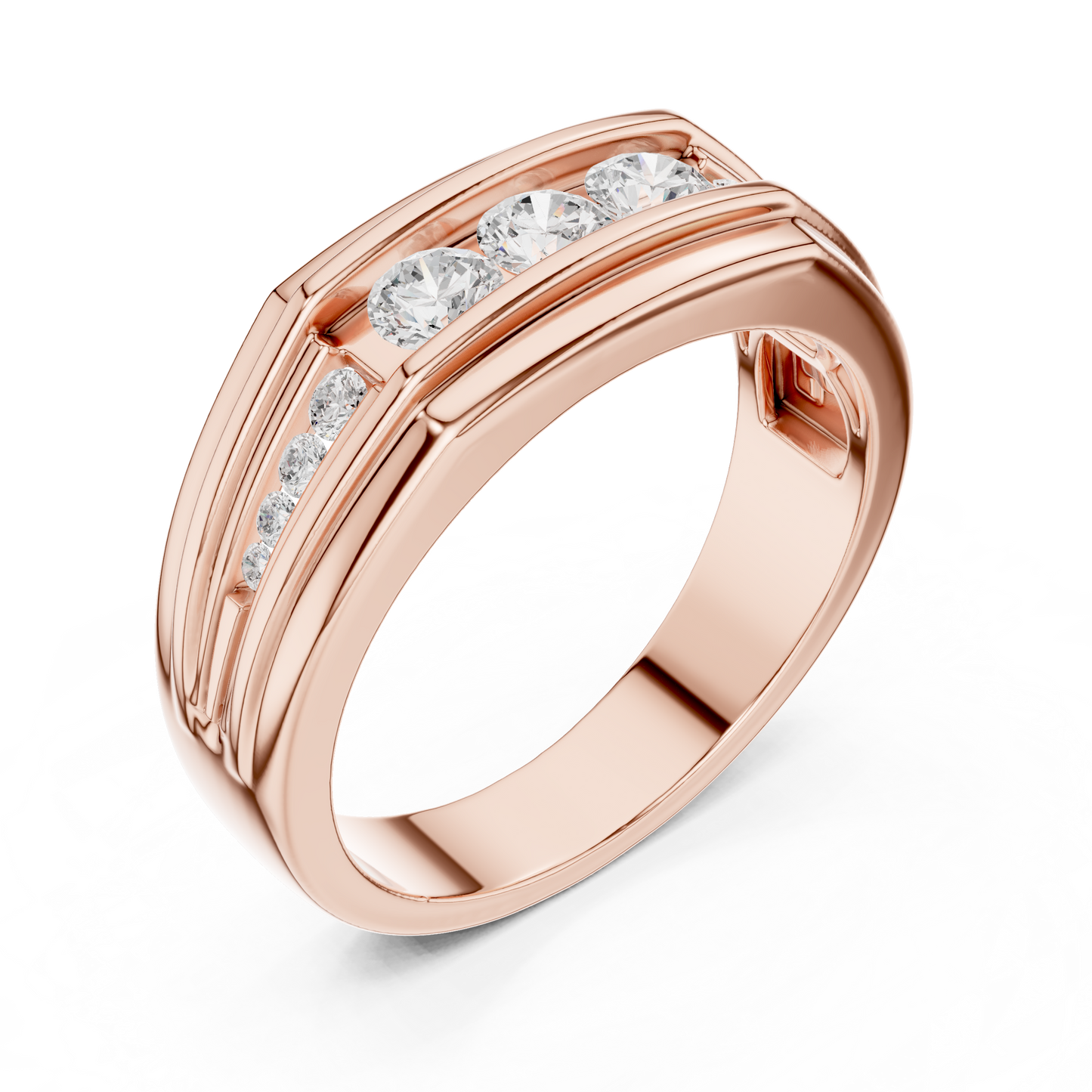 Round Shape Natural & Lab Grown 18k Solid White Gold Classic Style Diamond  Ring For Men - HIGHCARAT DIAMONDS