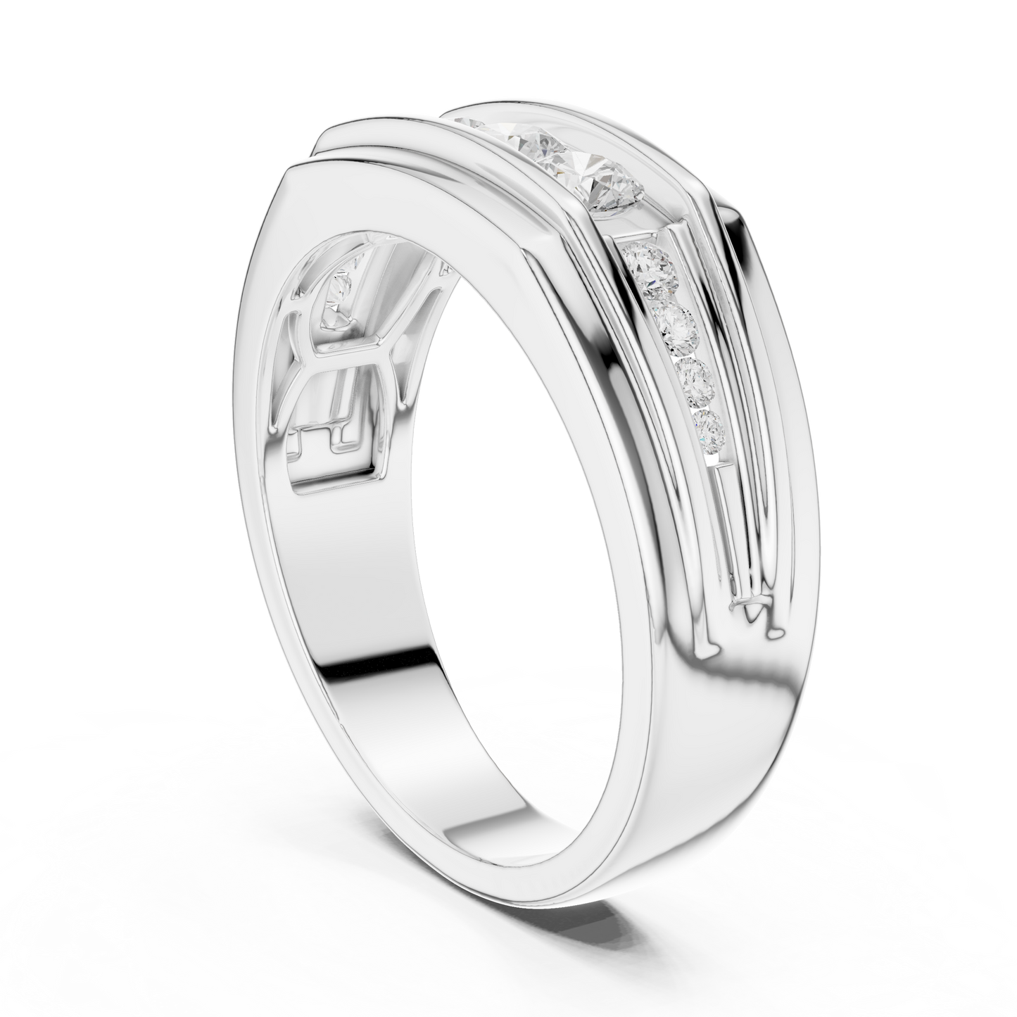 Round Shape Natural & Lab Grown 18k Solid White Gold Classic Style Diamond  Ring For Men - HIGHCARAT DIAMONDS