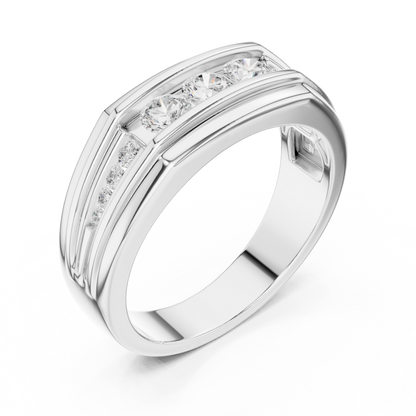 Round Shape Natural & Lab Grown 18k Solid White Gold Classic Style Diamond  Ring For Men - HIGHCARAT DIAMONDS