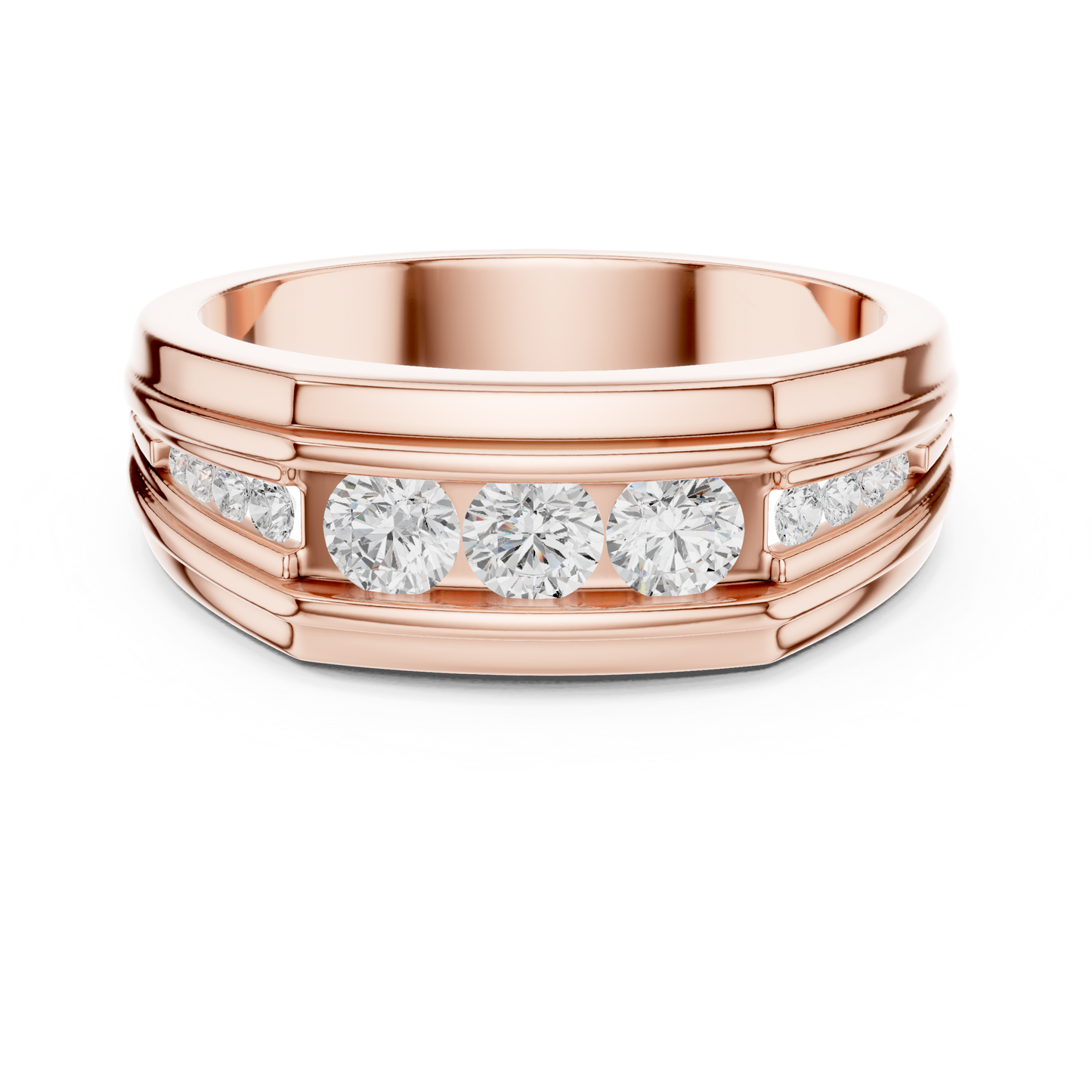 Round Shape Natural & Lab Grown 18k Solid White Gold Classic Style Diamond  Ring For Men - HIGHCARAT DIAMONDS
