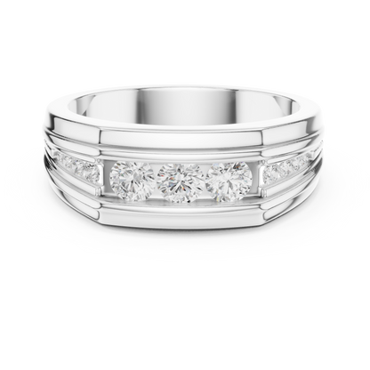 Round Shape Natural & Lab Grown 18k Solid White Gold Classic Style Diamond  Ring For Men - HIGHCARAT DIAMONDS