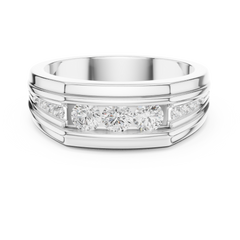 Round Shape Natural & Lab Grown 18k Solid White Gold Classic Style Diamond  Ring For Men - HIGHCARAT DIAMONDS