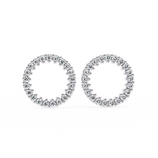 Round Cut Lab Grown Diamond Circle Shape Antique Delicate Prong Set Bridesmaid Stud Earring Gift For Women's - HIGHCARAT DIAMONDS