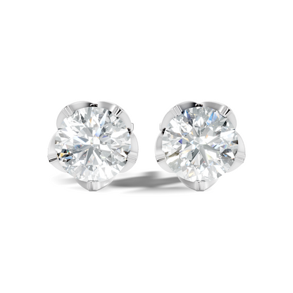 Round Shape 10k Solid Gold Stunning Affordable Vintage labgrown Diamond Earrings For Her - HIGHCARAT DIAMONDS