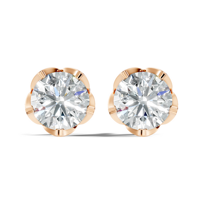 Round Shape 10k Solid Gold Stunning Affordable Vintage labgrown Diamond Earrings For Her - HIGHCARAT DIAMONDS