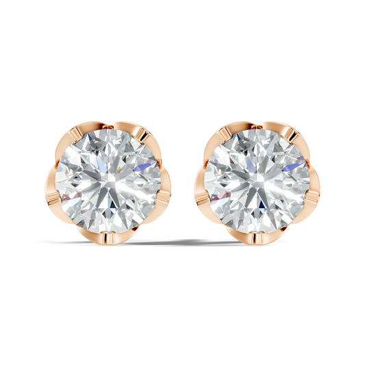Round Shape 10k Solid Gold Stunning Affordable Vintage labgrown Diamond Earrings For Her - HIGHCARAT DIAMONDS