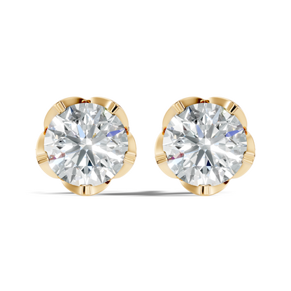 Round Shape 10k Solid Gold Stunning Affordable Vintage labgrown Diamond Earrings For Her - HIGHCARAT DIAMONDS