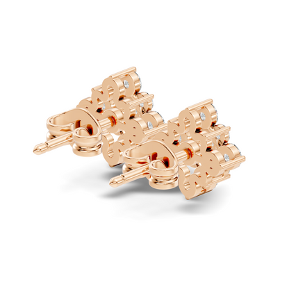 Round Shape Shinning Elegance 18k Solid Rose Gold Lab Grown & Natural Diamond Earrings For Her - HIGHCARAT DIAMONDS