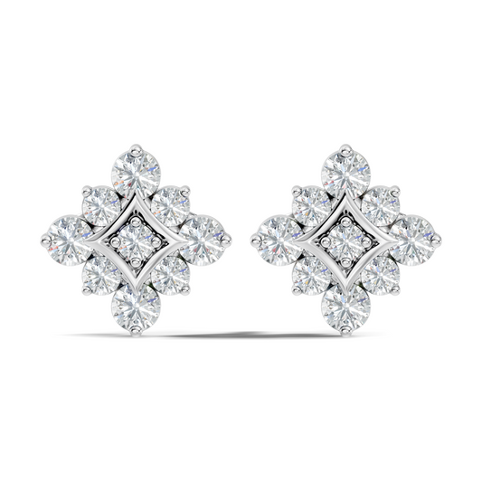 Round Shape Shinning Elegance 18k Solid Rose Gold Lab Grown & Natural Diamond Earrings For Her - HIGHCARAT DIAMONDS