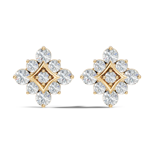 Round Shape Shinning Elegance 18k Solid Rose Gold Lab Grown & Natural Diamond Earrings For Her - HIGHCARAT DIAMONDS
