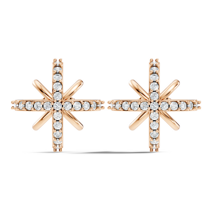 Round Shape Lab Grown & Natural Diamond Sinning Fabulous Unique Stud Diamond Earrings - HIGHCARAT DIAMONDS