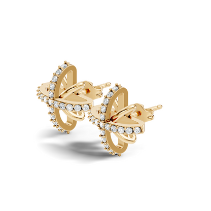 Round Shape Lab Grown & Natural Diamond Sinning Fabulous Unique Stud Diamond Earrings - HIGHCARAT DIAMONDS
