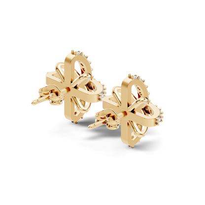 Round Shape Lab Grown & Natural Diamond Sinning Fabulous Unique Stud Diamond Earrings - HIGHCARAT DIAMONDS