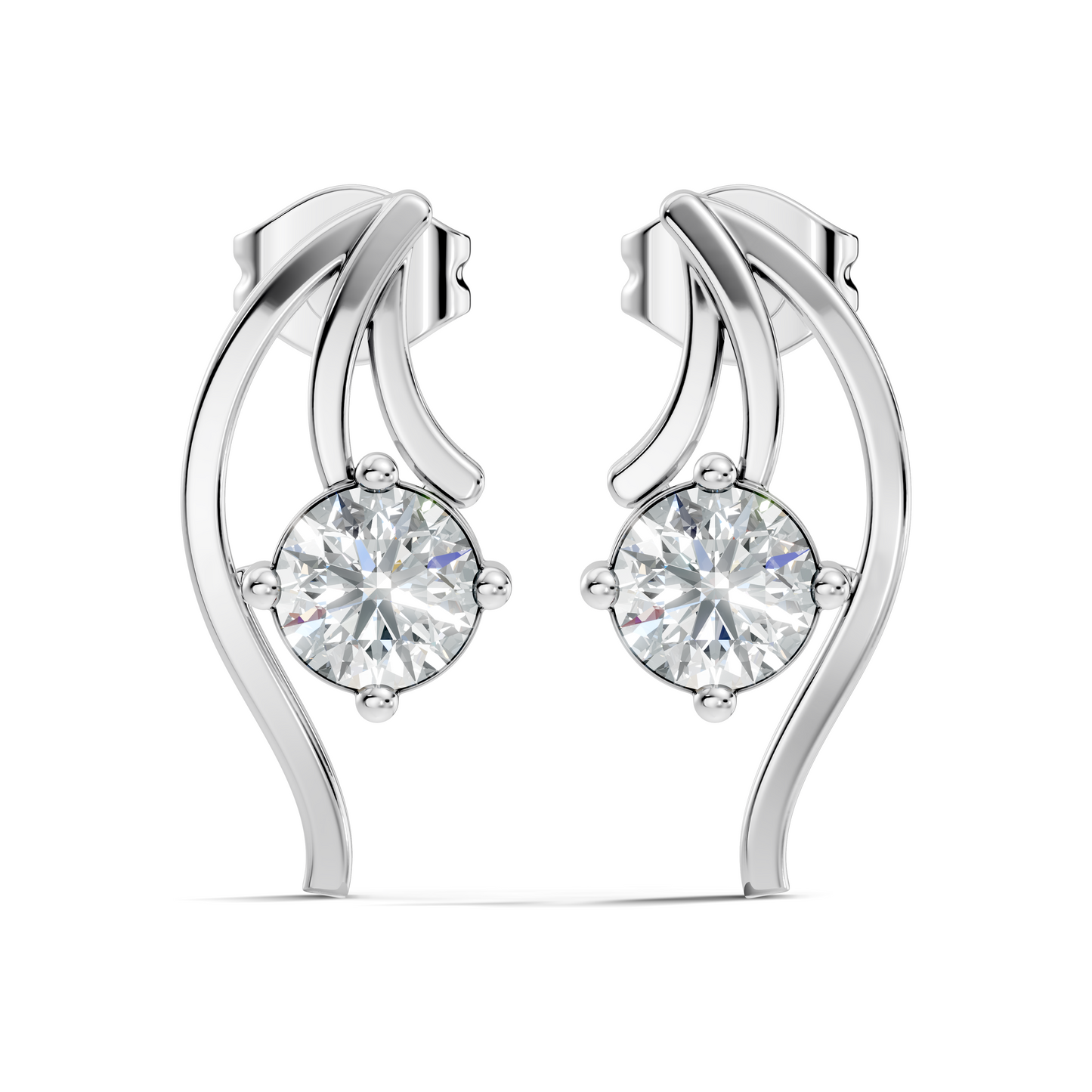 Elegant 0.60 Ct Lab-Grown Sparkling Round Diamond Studs In 14K White Gold Setting - HIGHCARAT DIAMONDS