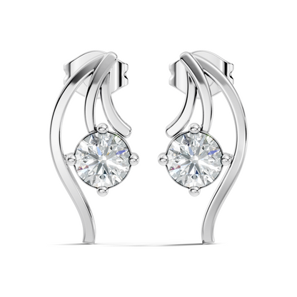 Elegant 0.60 Ct Lab-Grown Sparkling Round Diamond Studs In 14K White Gold Setting - HIGHCARAT DIAMONDS