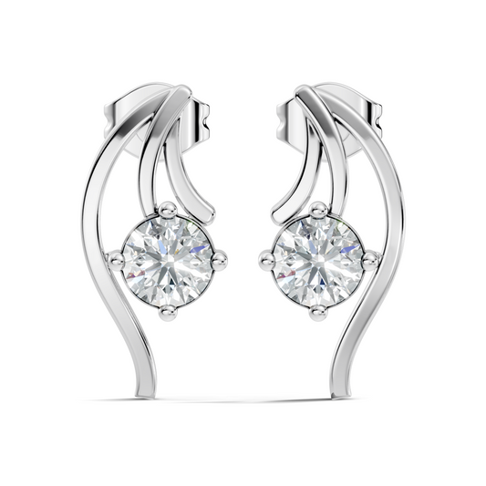 Elegant 0.60 Ct Lab-Grown Sparkling Round Diamond Studs In 14K White Gold Setting - HIGHCARAT DIAMONDS