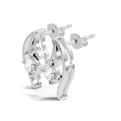 Elegant 0.60 Ct Lab-Grown Sparkling Round Diamond Studs In 14K White Gold Setting - HIGHCARAT DIAMONDS