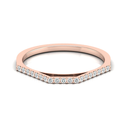 Rose gold curved lab diamond band with slim contour design