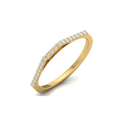Close up of round cut lab diamonds on curved contour band